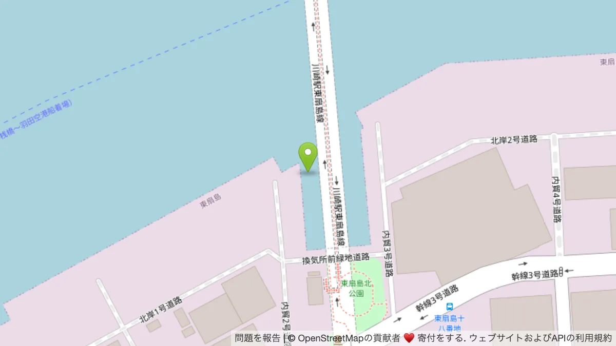 東扇島防災浮桟橋の地図(押すと Google マップが開きます)