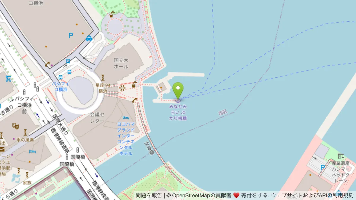 ぷかりさん橋の地図(押すと Google マップが開きます)