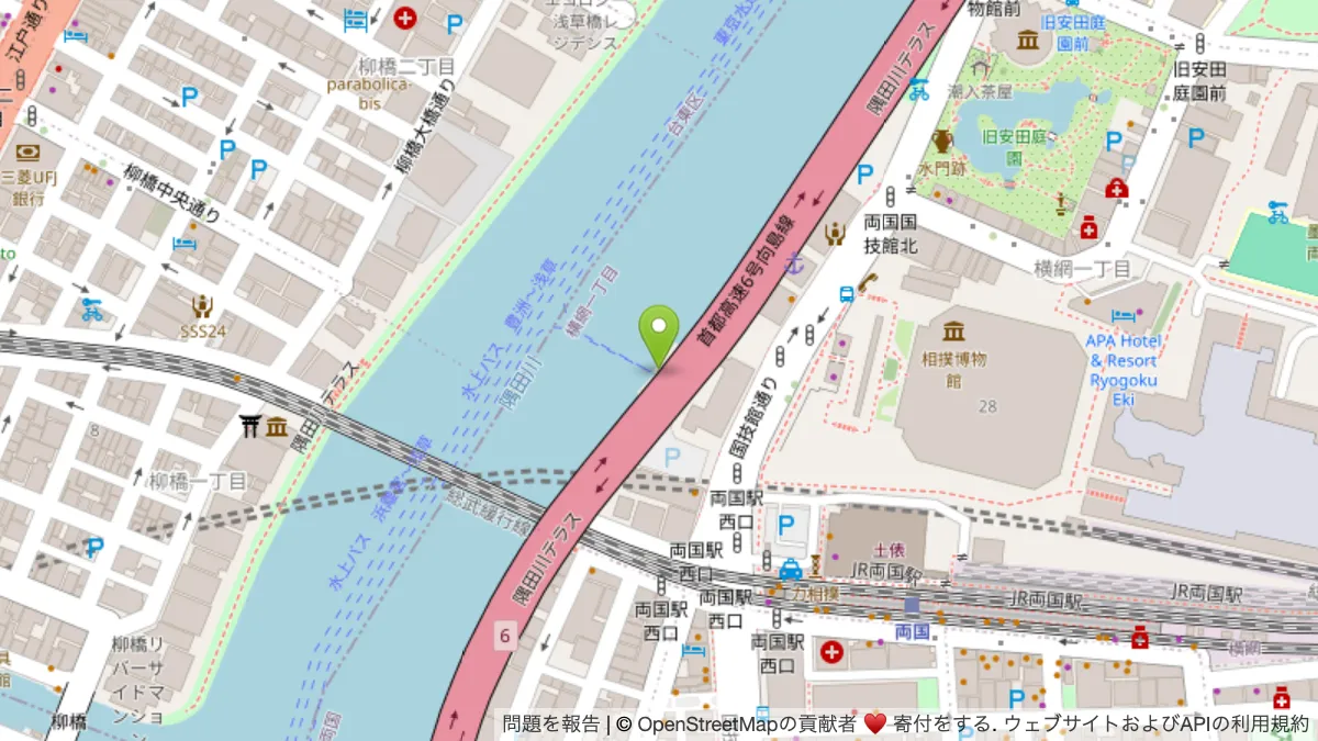 両国船着場の地図(押すと Google マップが開きます)