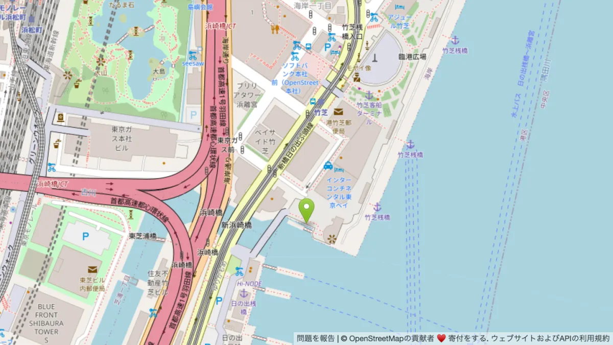 竹芝小型船発着所の地図(押すと Google マップが開きます)